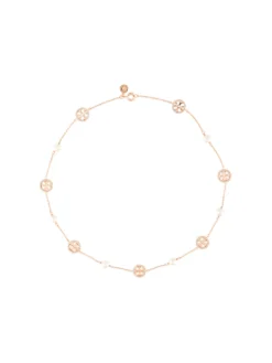 Women Tory Burch CRYSTAL PEARL LOGO NECKLACE