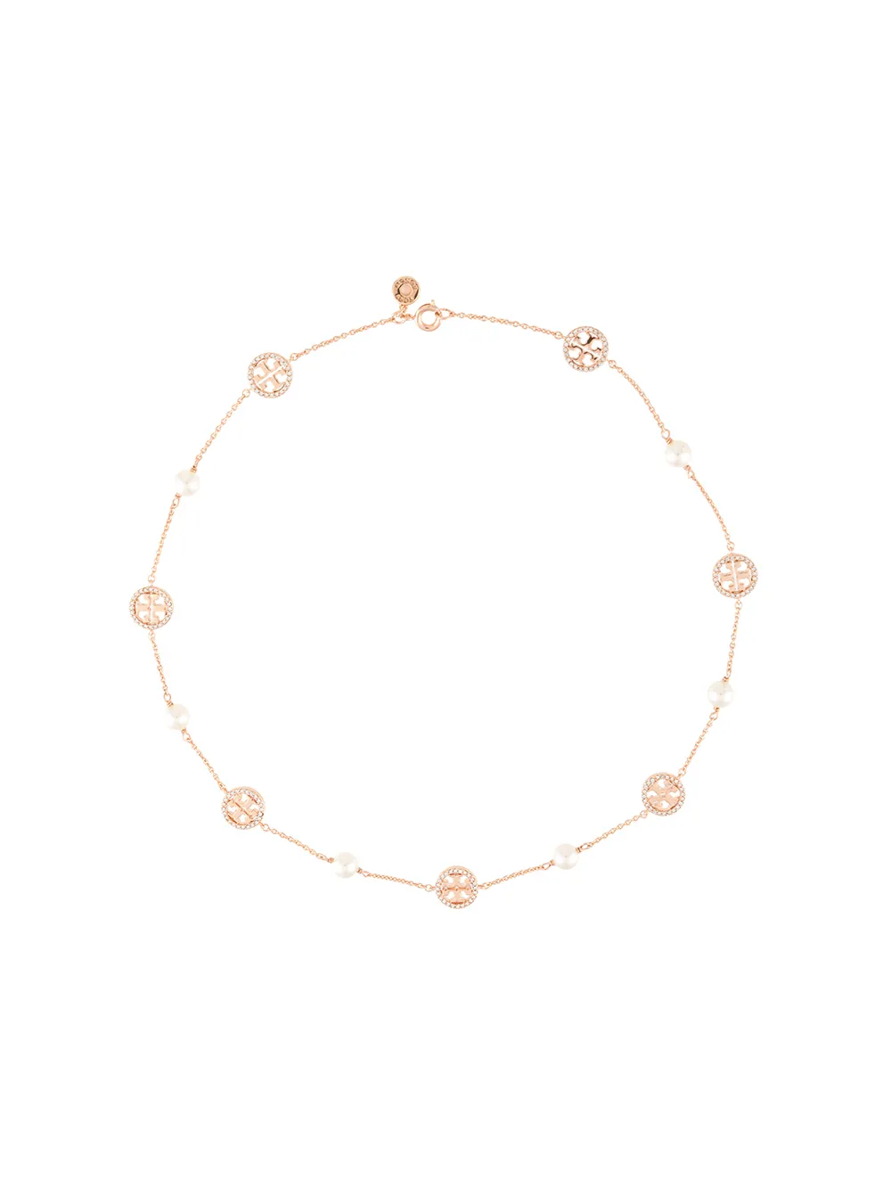 Women Tory Burch CRYSTAL PEARL LOGO NECKLACE