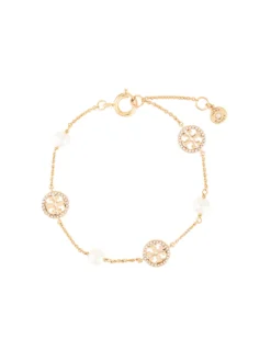 Women Tory Burch CRYSTAL PEARL DELICATE LOGO BRACELET