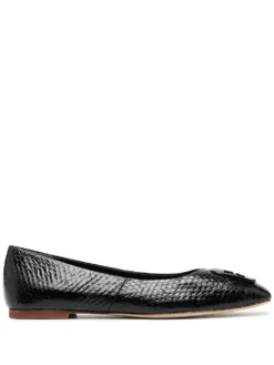 Women Tory Burch Snakeskin Effect Appliqué Ballerina Shoes