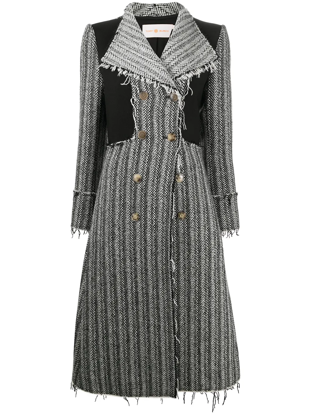 Women Tory Burch Double-breasted Raw-cut Coat