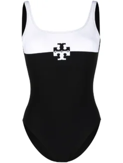 Women Tory Burch Color-blocked Logo Swimsuit
