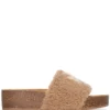 Women Tory Burch Double T Shearling Sandals