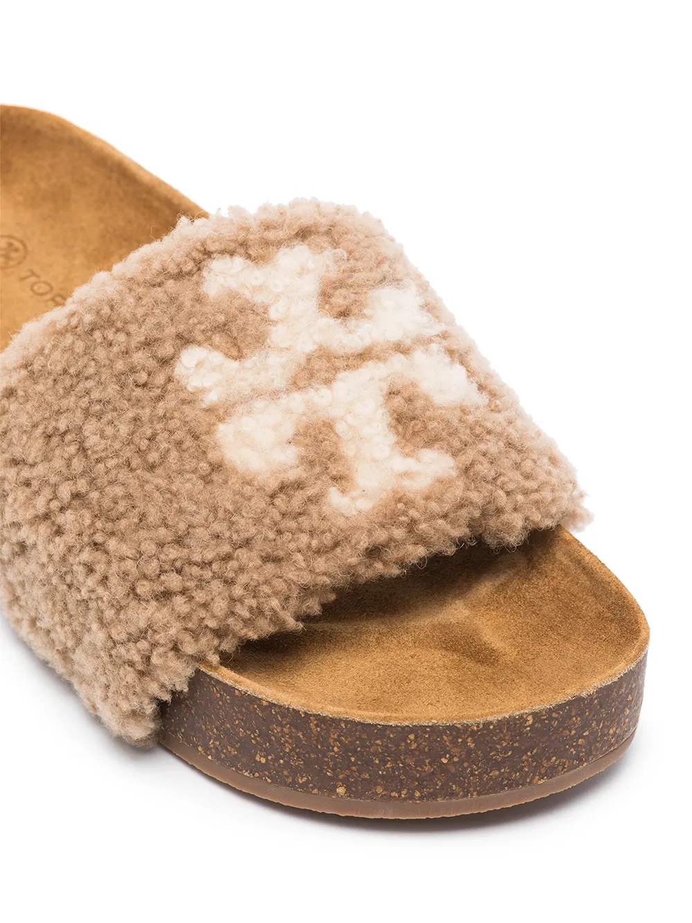 Women Tory Burch Double T Shearling Sandals - Image 2