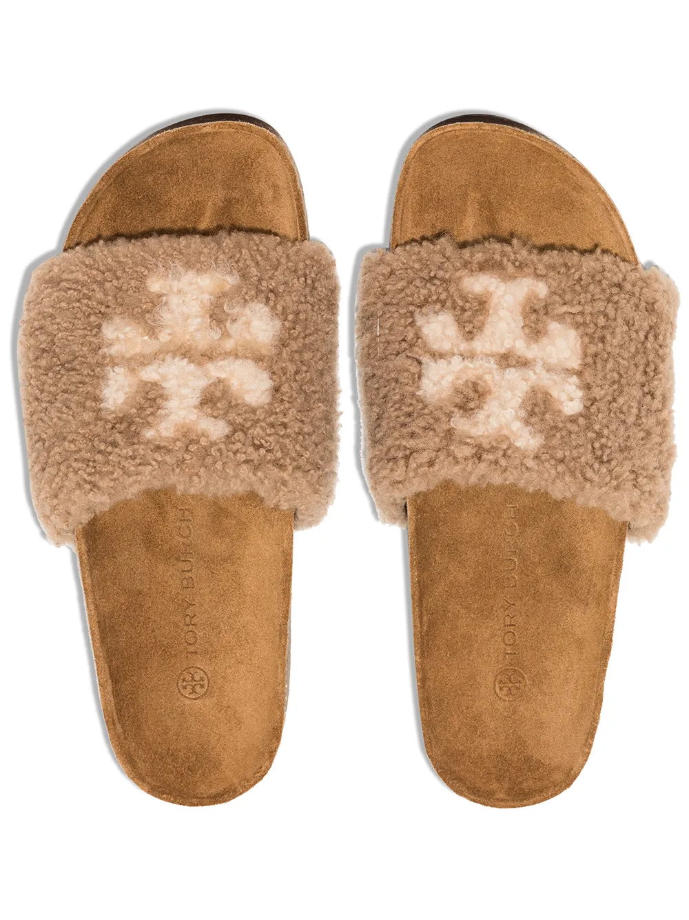 Women Tory Burch Double T Shearling Sandals - Image 4
