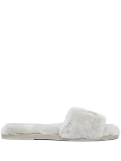 Women Tory Burch Double T Shearling Slides