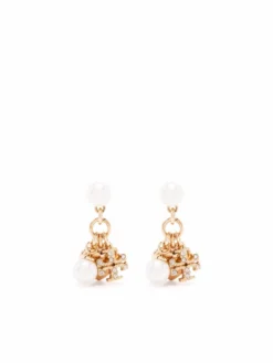Women Tory Burch Logo-charm Pearl Pendant Earrings