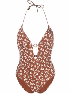 Women Tory Burch Foliage-print Tie-fastening Swimsuit
