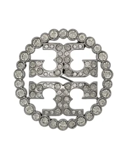 Women Tory Burch Double T Crystal-embellished Brooch