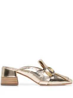 Women Tory Burch Kiltie Metallic-effect Mules