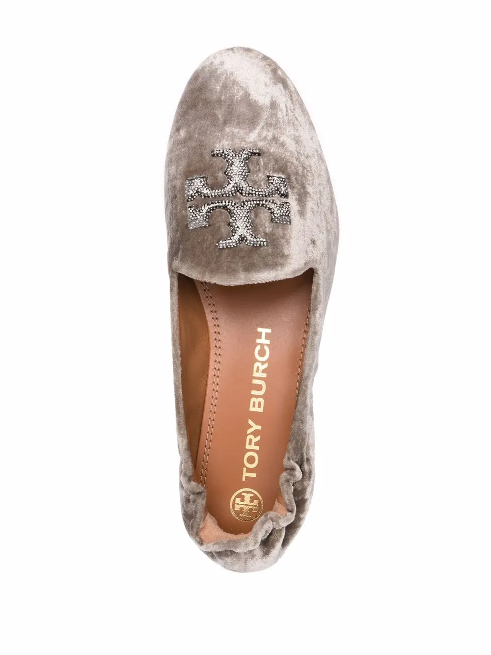 Women Tory Burch Logo-embroidered Velvet Loafers - Image 4