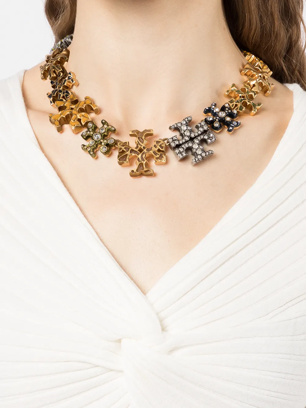 Women Tory Burch Embellished Logo Necklace - Image 2