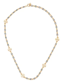 Women Tory Burch Enamel-chain Logo-charm Necklace