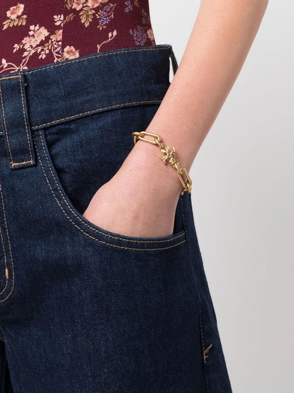 Women Tory Burch Double-T Chain-link Bracelet - Image 2