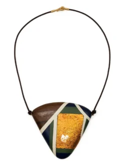 Women Tory Burch Geo Wood Pendant Necklace