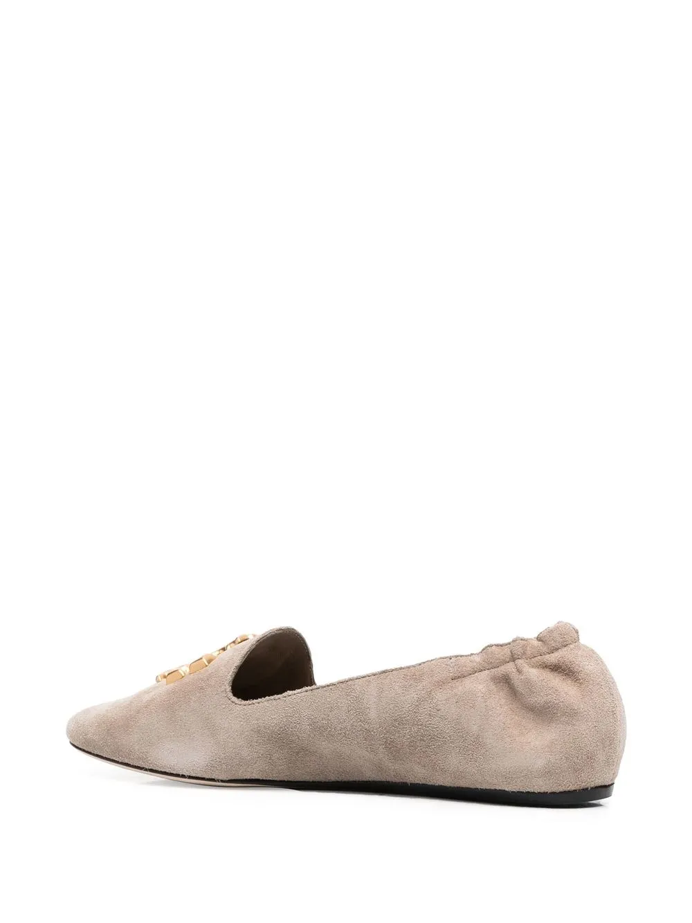 Women Tory Burch Logo-plaque Suede Ballerina Shoes - Image 3