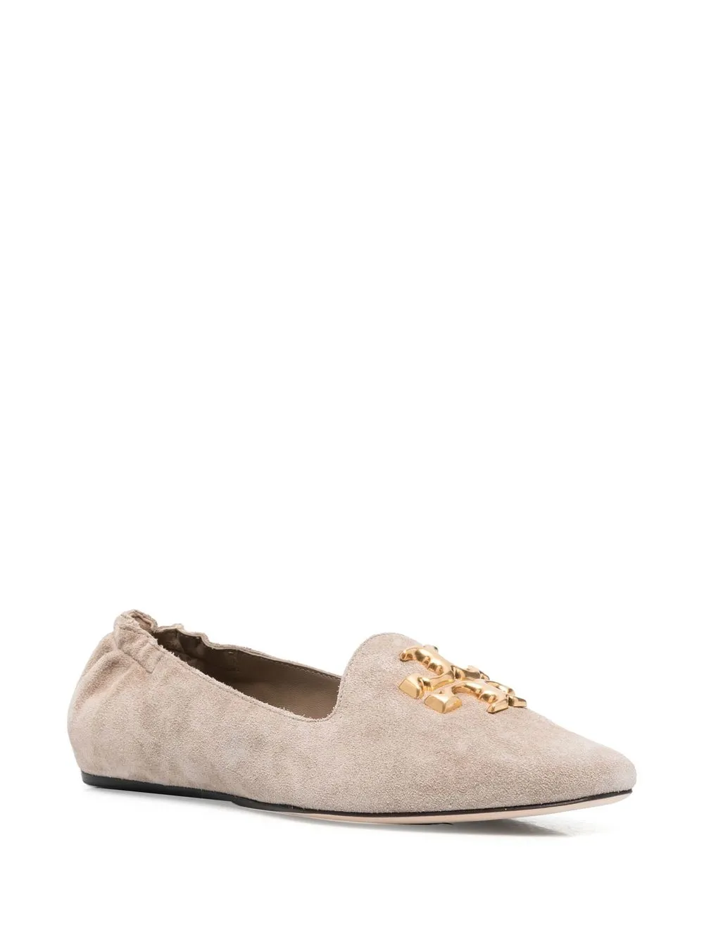 Women Tory Burch Logo-plaque Suede Ballerina Shoes - Image 2