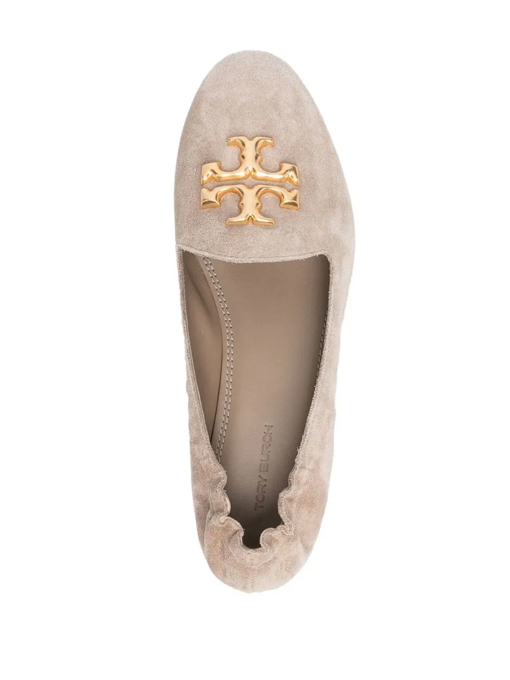 Women Tory Burch Logo-plaque Suede Ballerina Shoes - Image 4