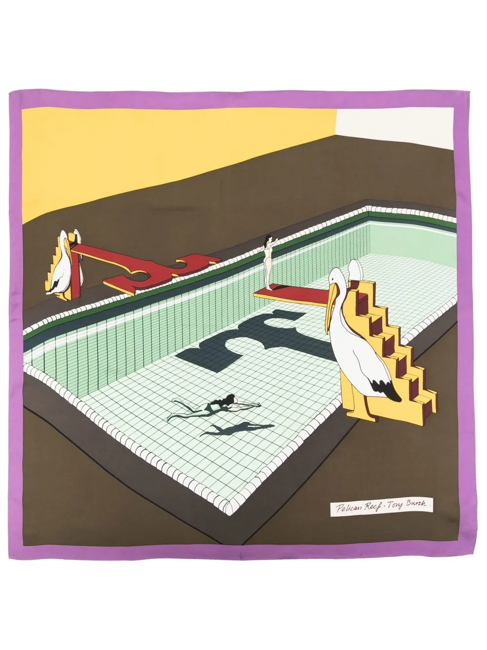 Women Tory Burch Pelican Reef Logo-print Scarf - Image 3