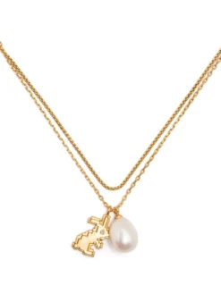 Women Tory Burch Rabbit Double-Strand Chain Necklace