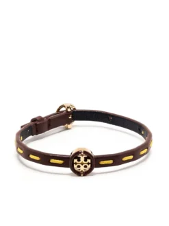 Women Tory Burch Miller Logo-plaque Leather Bracelet