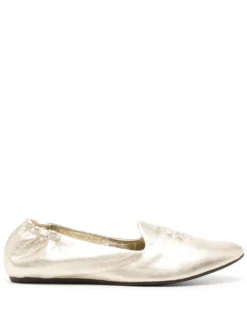 Women Tory Burch Embossed-logo Leather Slippers