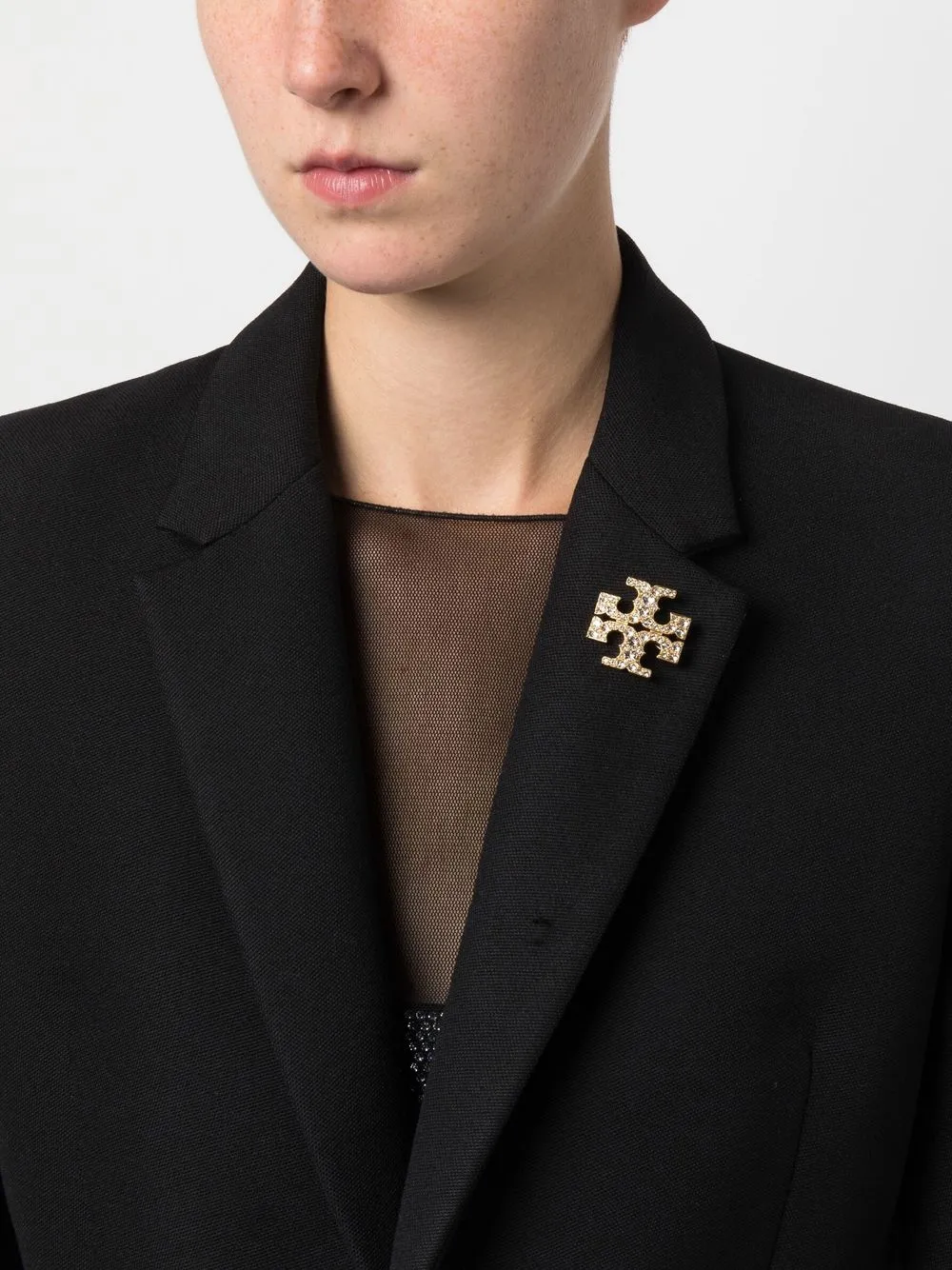 Women Tory Burch Crystal-embellished Logo Broach - Image 2