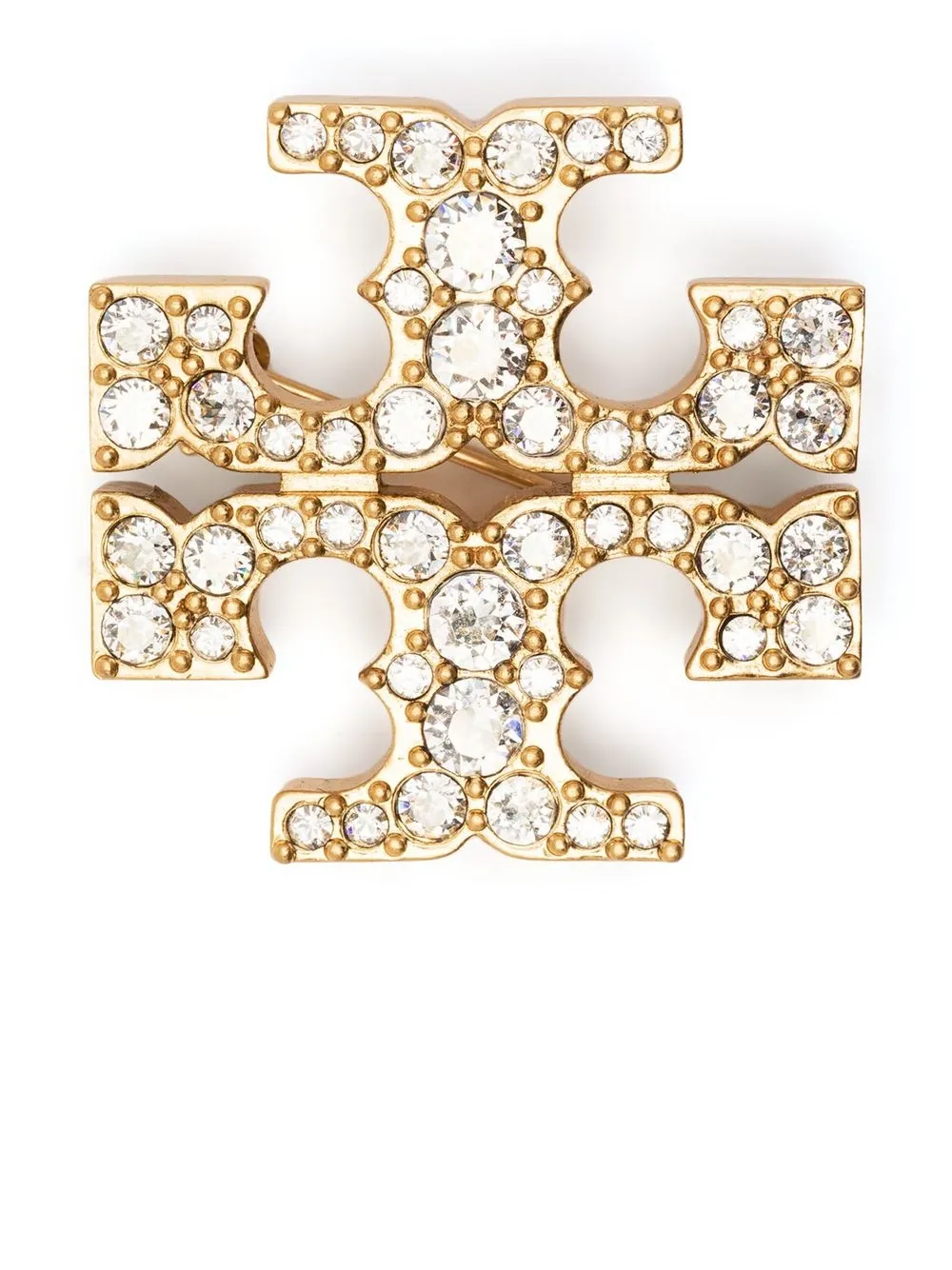 Women Tory Burch Crystal-embellished Logo Broach