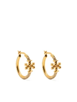 Women Tory Burch Logo-plaque Small Hoop Earrings