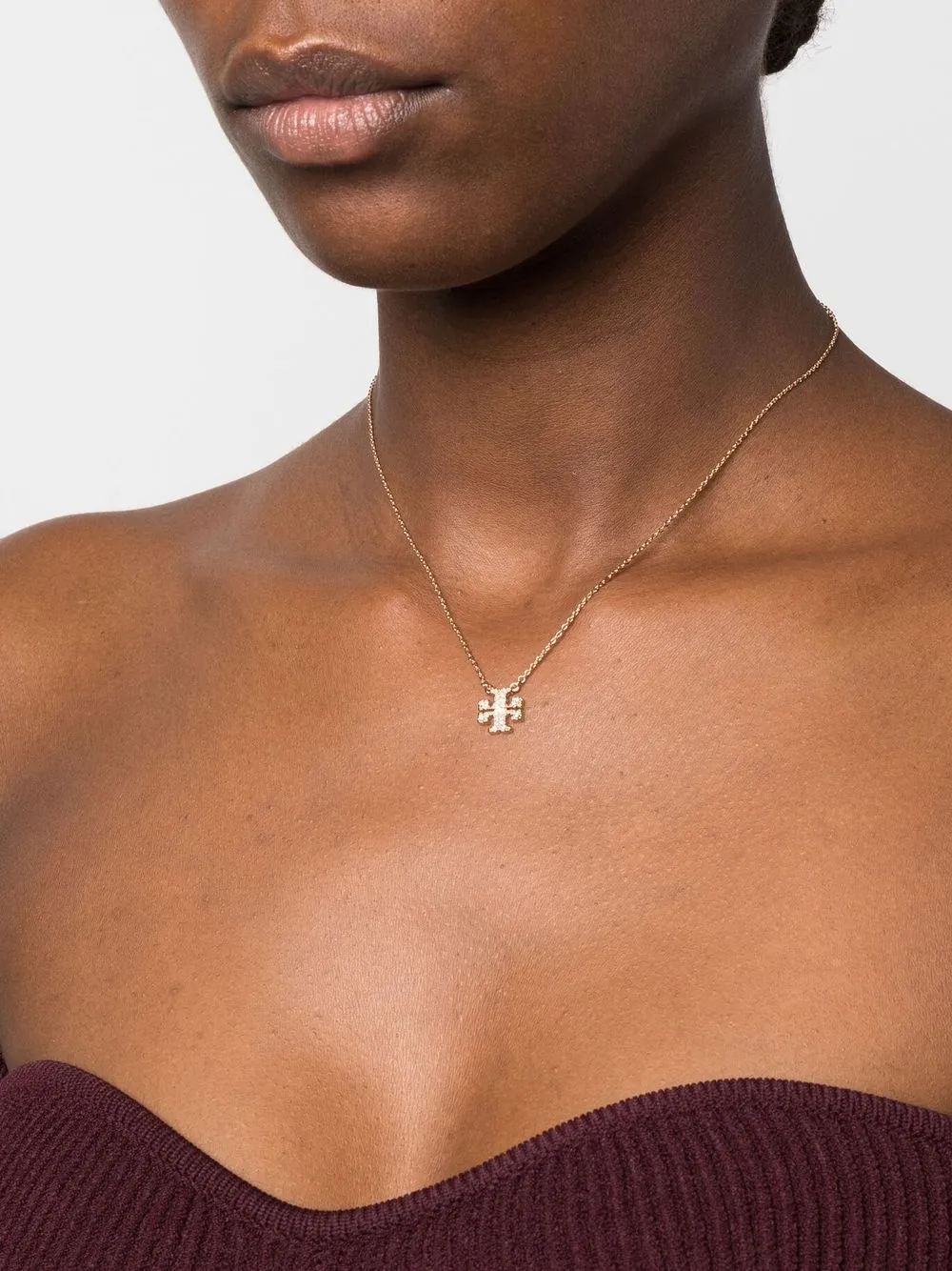 Women Tory Burch Kira Double-T Necklace And Earring Set - Image 3