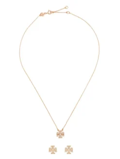 Women Tory Burch Kira Double-T Necklace And Earring Set