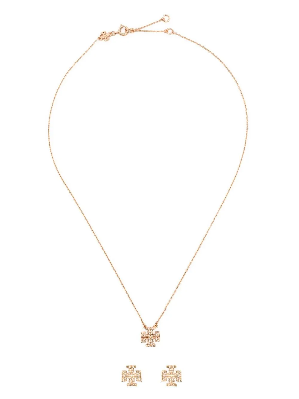 Women Tory Burch Kira Double-T Necklace And Earring Set