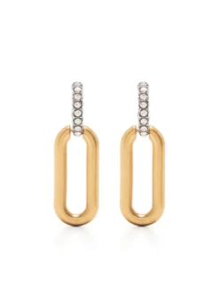 Women Tory Burch Crystal-embellished Long Hoop Earrings