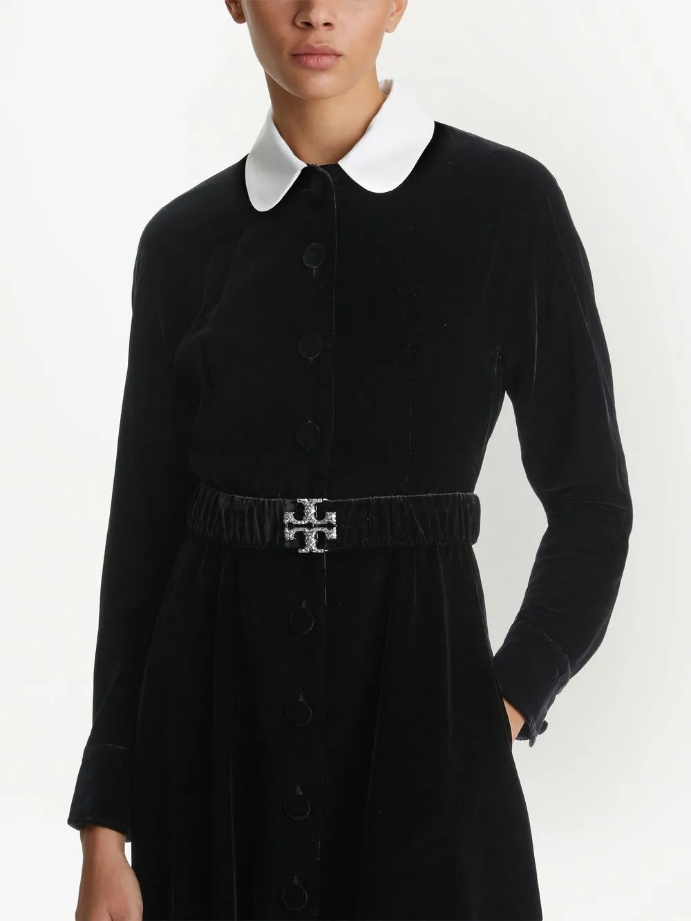 Women Tory Burch Eleanor Velvet Stretch Belt - Image 2