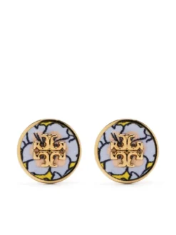 Women Tory Burch Floral-motif Enamel Earrings