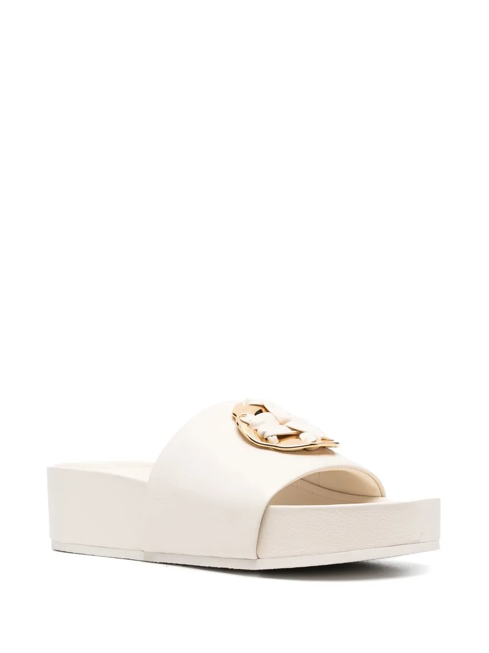 Women Tory Burch Double-T Platform Leather Slides - Image 2