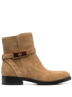 Women Tory Burch 25mm Logo-plaque Suede Boots