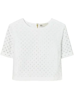 Women Tory Burch Eyelet-pattern Crop Top