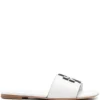 Women Tory Burch Embossed-logo Leather Slides