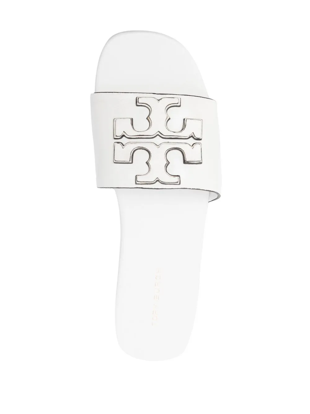 Women Tory Burch Embossed-logo Leather Slides - Image 4