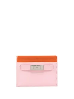 Women Tory Burch Two-tone Leather Card Case