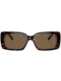 Women Tory Burch Tortoiseshell-effect Rectangle-frame Sunglasses