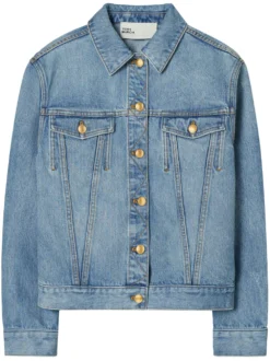 Women Tory Burch Decorative-stitching Denim Jacket