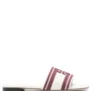 Women Tory Burch Logo-embroidered Open-toe Flat Slides
