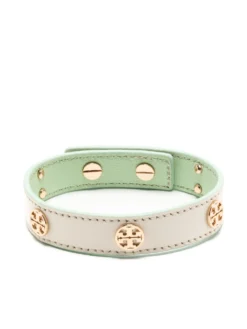 Women Tory Burch Miller Logo-stud Leather Bracelet
